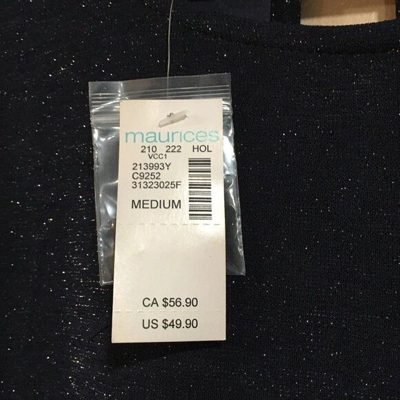 NWT Maurices M Metallic Tiered Long Sleeve‎ Skater Dress Navy Blue Sparkle Party - Picture 3 of 14
